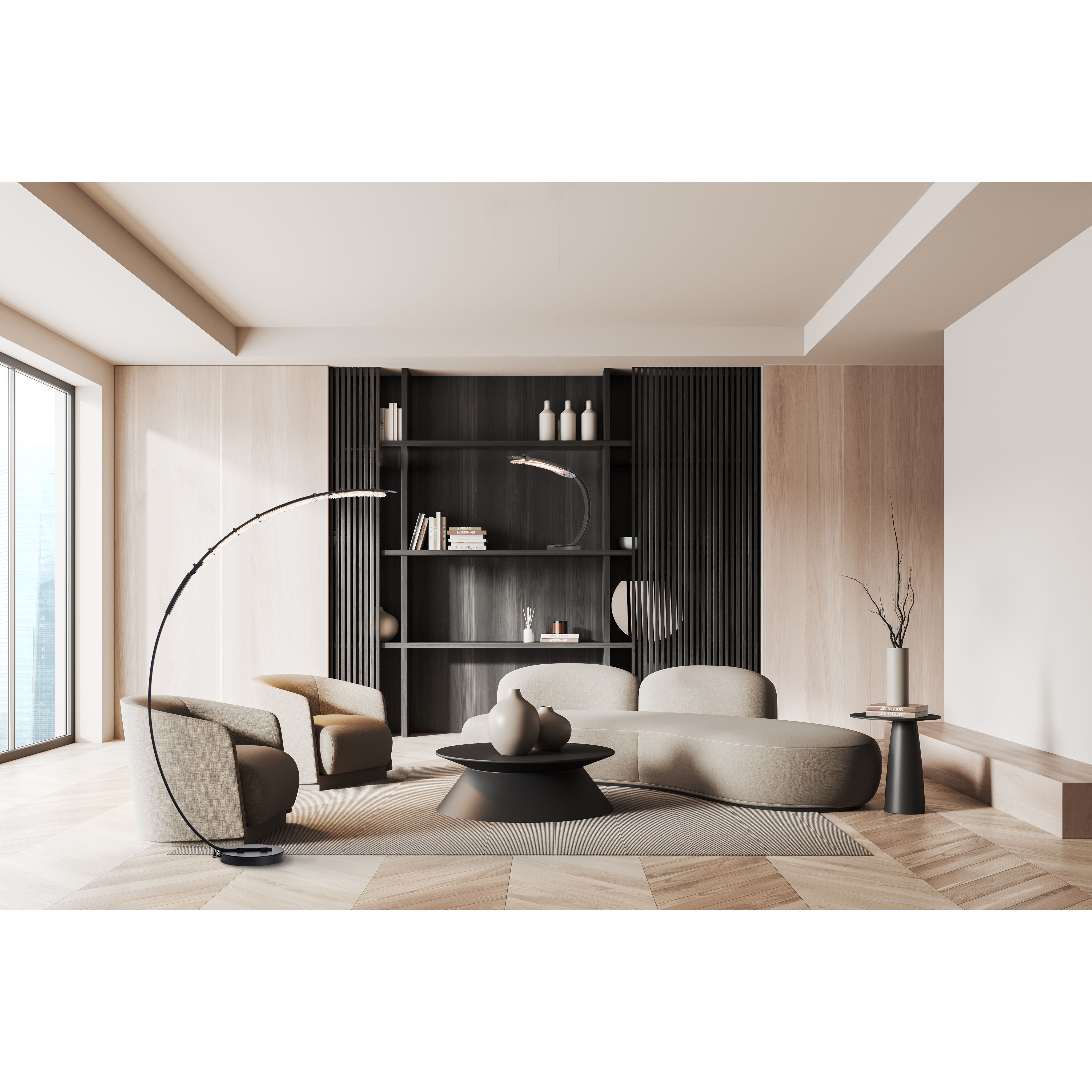 Glissade 80 inch 16.80 watt Black Arc Floor Lamp Portable Light